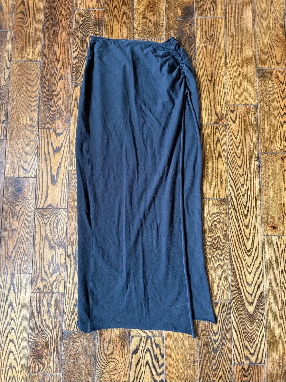 SKIMS Black Side-Tie Maxi Skirt with slit